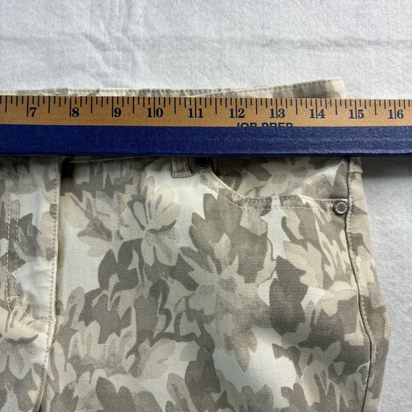 J. McLaughlin Lexi Beige Camo Floral Print Straight Mid Jeans Pants Sz 4 Stretch - Picture 7 of 15